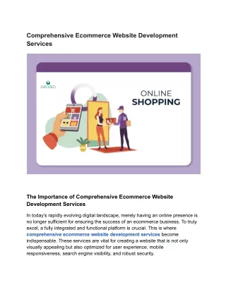 Comprehensive Ecommerce Website Development Services