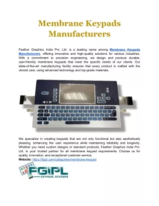 Membrane Keypads Manufacturers