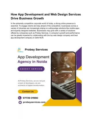 How App Development and Web Design Services Drive Business Growth