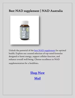 Best NAD supplement | NAD Australia