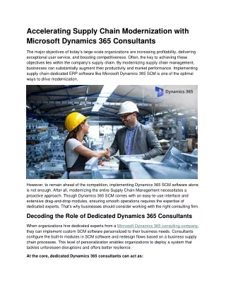 Optimize Supply Chain Performance with Dynamics 365 Consultants