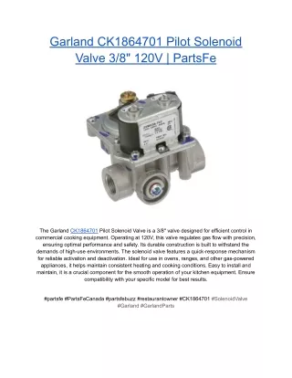 Garland CK1864701 Pilot Solenoid Valve 3_8_ 120V _ PartsFe