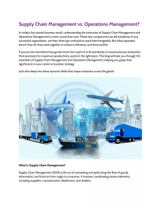 Supply Chain Management vs. Operations Management