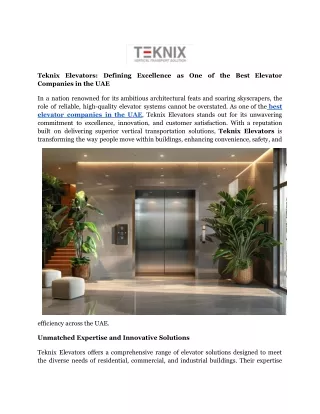 Teknix Elevators_ Defining Excellence as One of the Best Elevator Companies in the UAE (1)