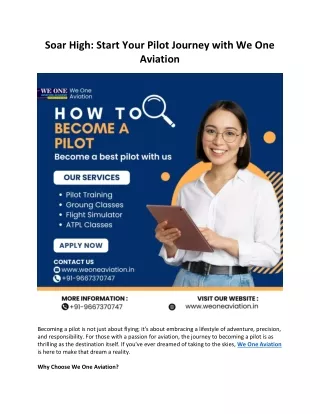 Soar High Start Your Pilot Journey with We One Aviation