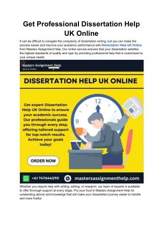 Get Professional Dissertation Help UK Online