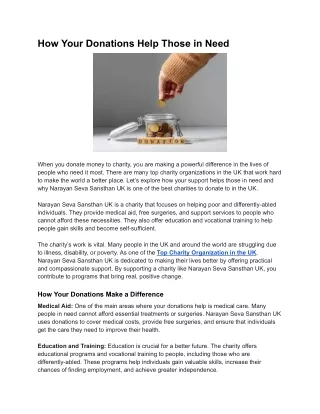 How Your Donations Help Those in Need