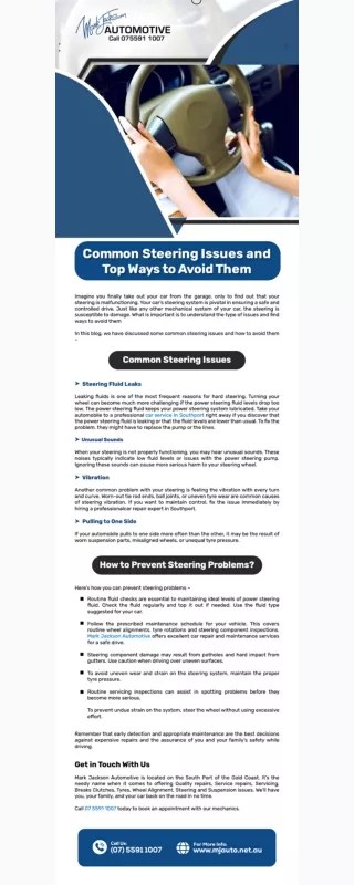 Common Steering Issues and Top Ways to Avoid Them