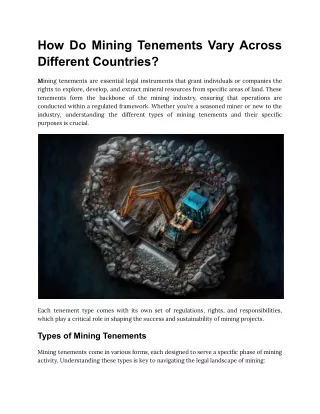 How Do Mining Tenements Vary Across Different Countries