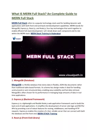 MERN Stack Training Course in Hyderabad | MERN Stack Online