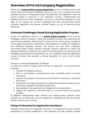 Common Challenges in Pvt Ltd Company Registration and How to Overcome Them