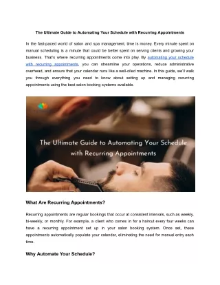 The Ultimate Guide to Automating Your Schedule with Recurring Appointments