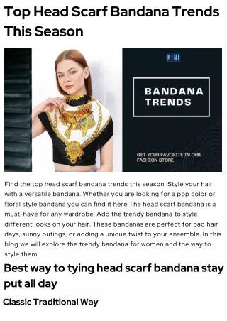 Complete Your Outfit with Mini Apparels' Chic Head Scarves and Bandanas