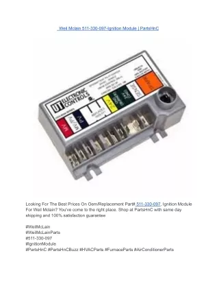 Weil Mclain 511-330-097-Ignition Module _ PartsHnC
