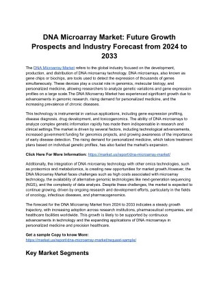 DNA Microarray Market: Growth Opportunities and Technological Innovations