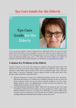 Eye Care Guide for the Elderly