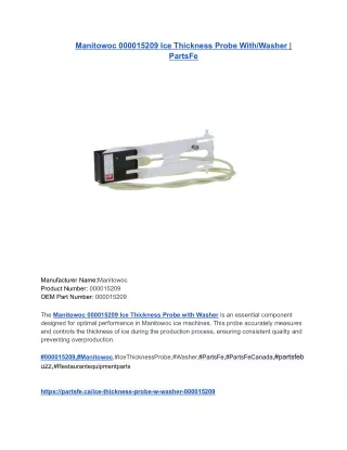 Manitowoc 000015209 Ice Thickness Probe With_Washer _ PartsFe