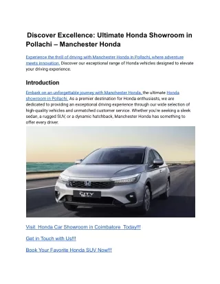 Discover Excellence_ Ultimate Honda Showroom in Pollachi – Manchester Honda