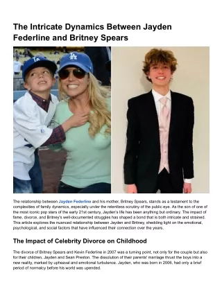 The Intricate Dynamics Between Jayden Federline and Britney Spears