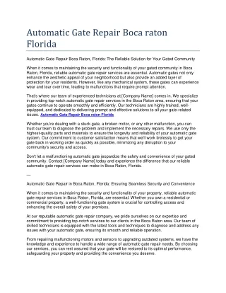 Automatic Gate Repair Boca raton Florida