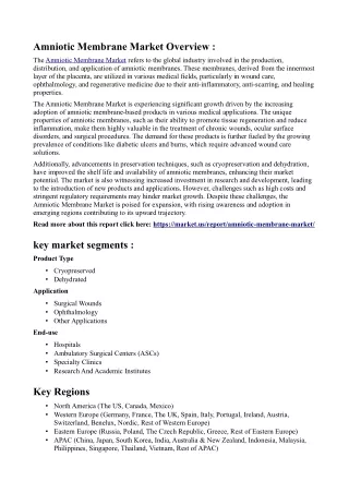 Amniotic Membrane Market: Regional Insights and Market Share Analysis