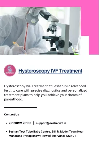 Advanced Hysteroscopy IVF Treatment at Eeshan IVF for Fertility Care