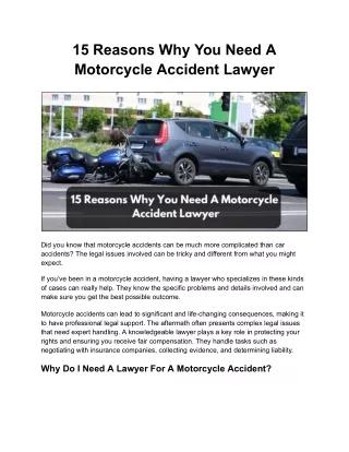 15 Reasons Why You Need A Motorcycle Accident Lawyer