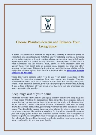 Choose Phantom Screens and Enhance Your Living Space