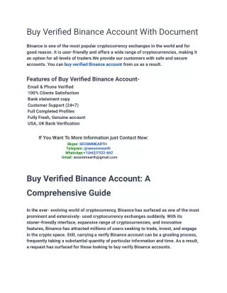 2 Top site to Buy Verified Binance Account