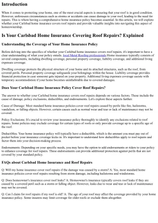 Is Your Carlsbad Home Insurance Covering Roof Repairs?