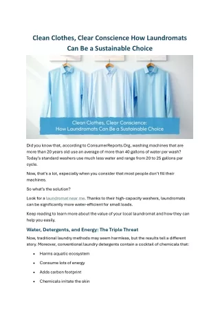 Clean Clothes, Clear Conscience How Laundromats Can Be a Sustainable Choice