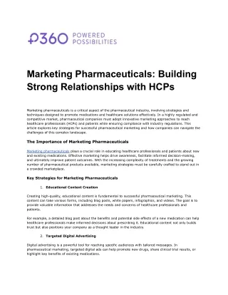 Marketing Pharmaceuticals