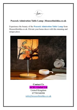 Peacock Admiration Table Lamp | Houseofmishka.co.uk