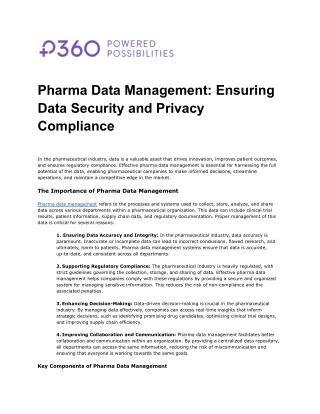 Pharma Data Management