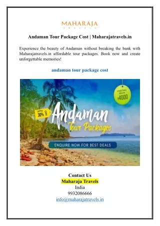 Andaman Tour Package Cost | Maharajatravels.inQ