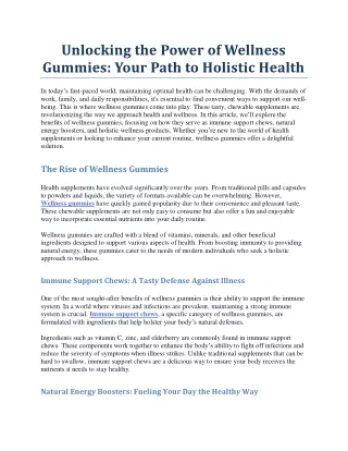 Unlocking the Power of Wellness Gummies