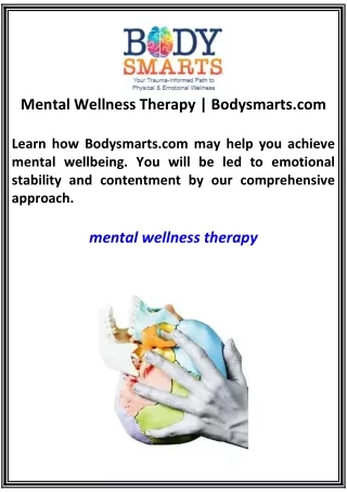 Mental Wellness Therapy | Bodysmarts.com