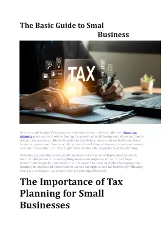 The Basic Guide to Small Business Tax Planning