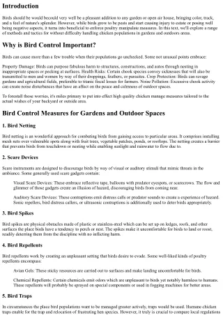 Bird Control Measures for Gardens and Outdoor Spaces