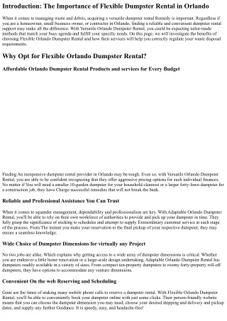 Adaptable Orlando Dumpster Rental: Customized Solutions to fit your Timetable