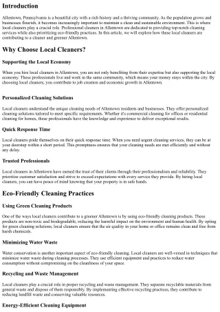 How Local Cleaners are Contributing to a Cleaner, Greener Allentown
