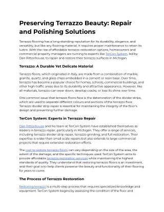 Preserving Terrazzo Beauty_ Repair and Polishing Solutions