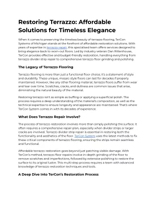Restoring Terrazzo_ Affordable Solutions for Timeless Elegance