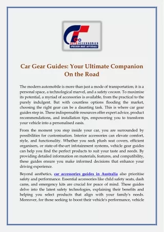 Car Gear Guides- Your Ultimate Companion On the Road