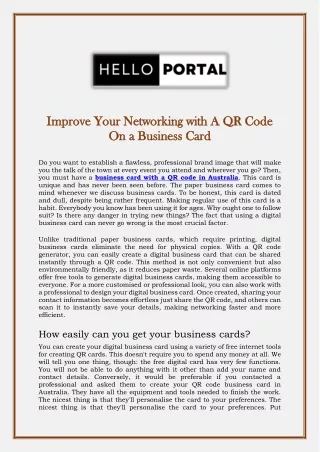 Improve Your Networking with A QR Code On a Business Card