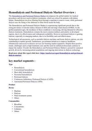 Hemodialysis and Peritoneal Dialysis Market Strategies: How Companies Are Adapti