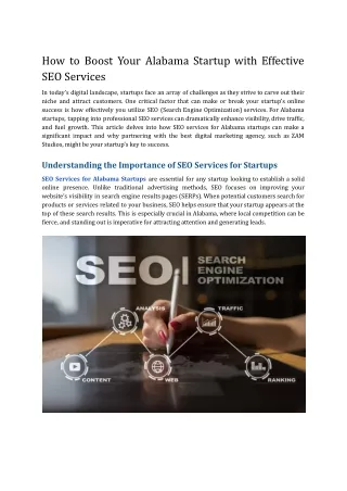 How to Boost Your Alabama Startup with Effective SEO Services