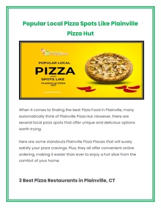 Popular Local Pizza Spots Like Plainville Pizza Hut