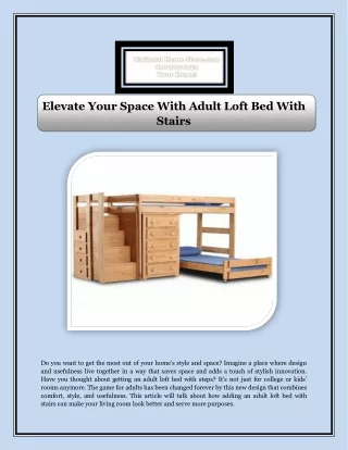 Elevate Your Space With Adult Loft Bed With Stairs