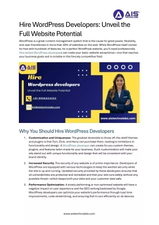Expert Solutions: Hire WordPress Developers for Your Project